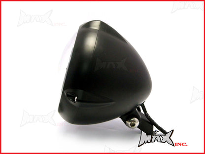 6.7 INCH Matte Black Aluminium Vintage Style Bottom Mount Headlight - 12v / 55w