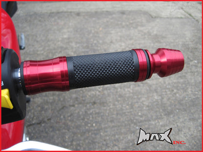 RED CNC Machined Aluminium / Rubber Grips With Bar Ends - 7/8