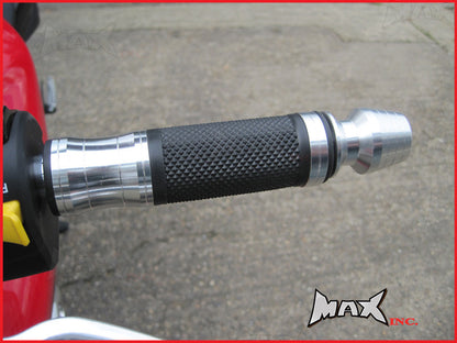 SILVER CNC Machined Aluminium / Rubber Grips With Bar Ends - 7/8