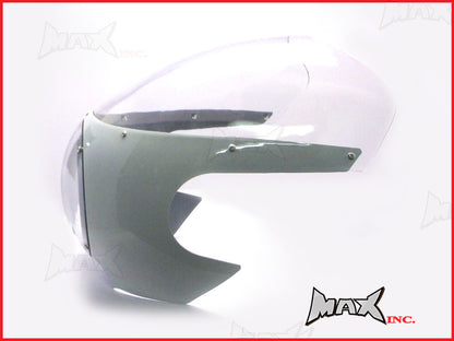 White Cafe Racer Drag Racer Headlight Fairing + Clear Windshield