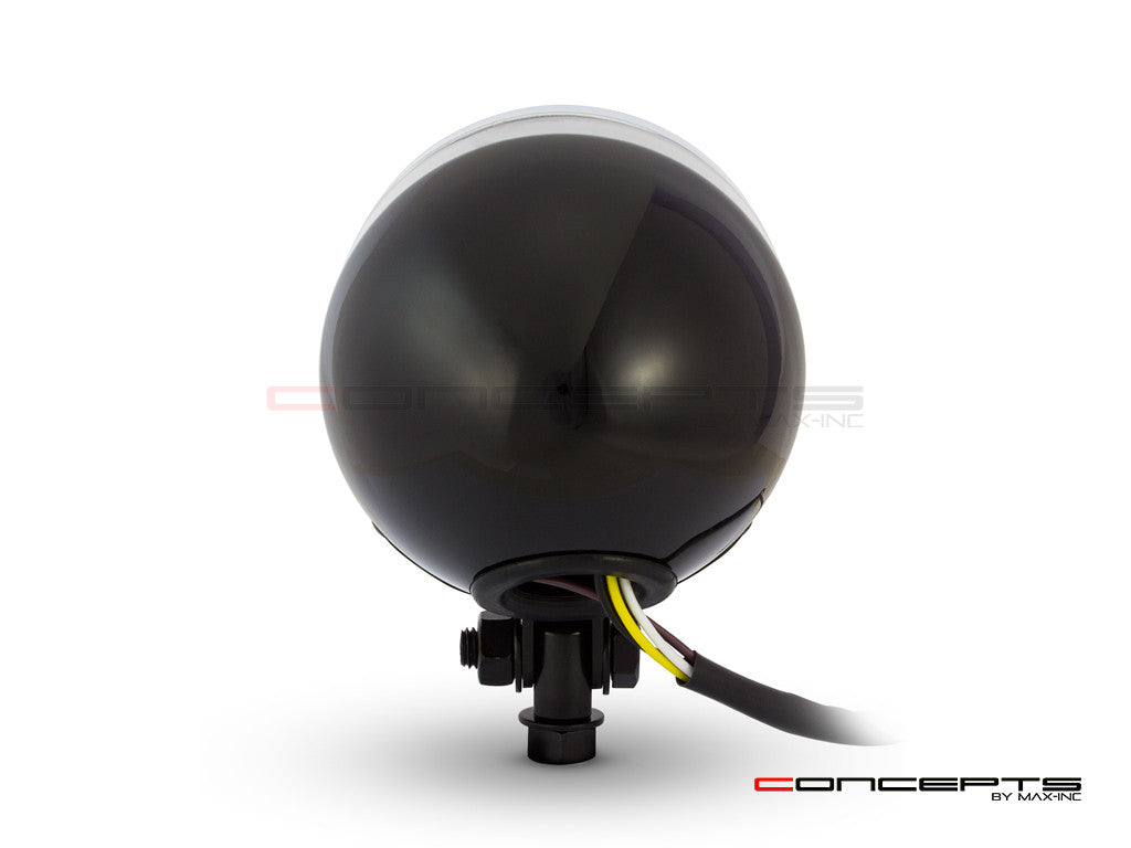 4.5" Black + Chrome Metal Custom Headlight - 12v / 55w