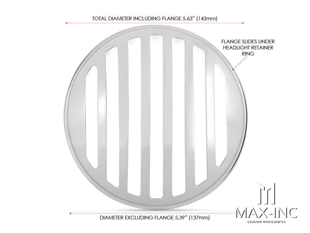 5.75" Chrome Prison Bar Grill Metal Headlight Cover