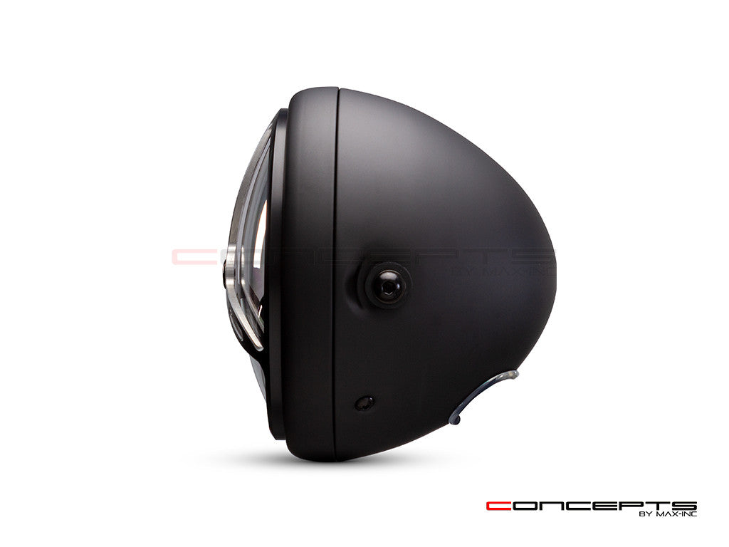 7.7" Matte Black + Contrast Multi Projector LED Headlight + Tri-Prop Grill Cover-Side