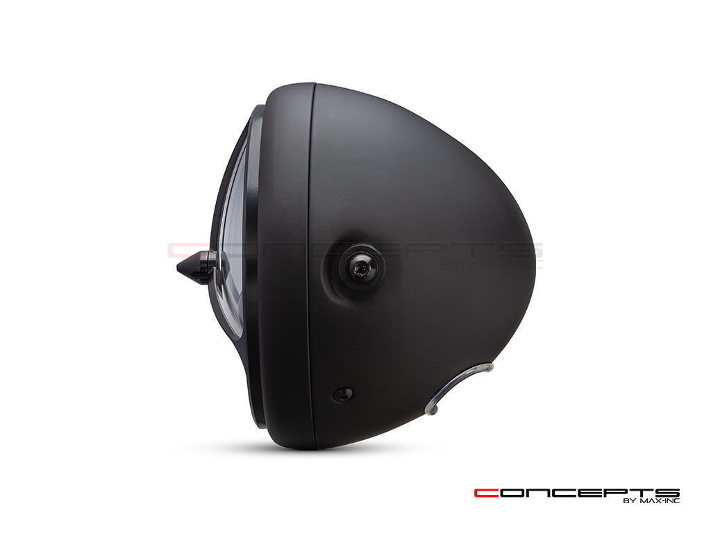 7.7" Matte Black Multi Projector LED Headlight + Tri-Benz Grill Cover-Side
