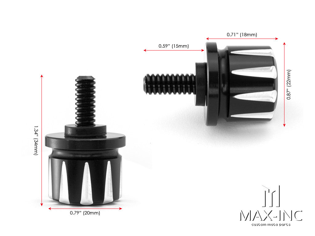 Harley Davidson Black + Contrast Cut CNC Aluminum Seat Bolt - Fits 1996 Onwards