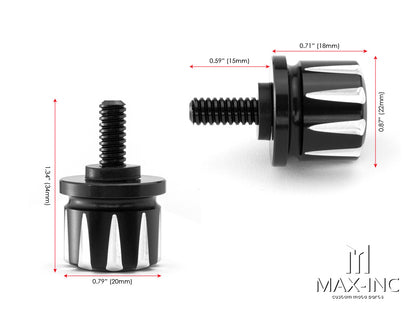 Harley Davidson Black + Contrast Cut CNC Aluminum Seat Bolt - Fits 1996 Onwards
