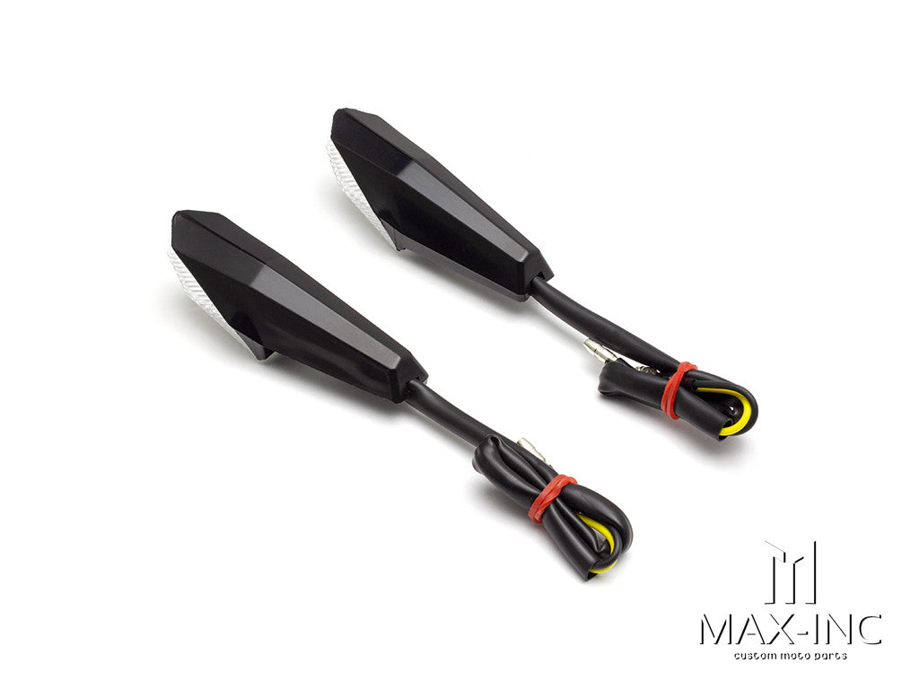 Black License Plate Mount Mini LED Turn Signals / Indicators - Emarked