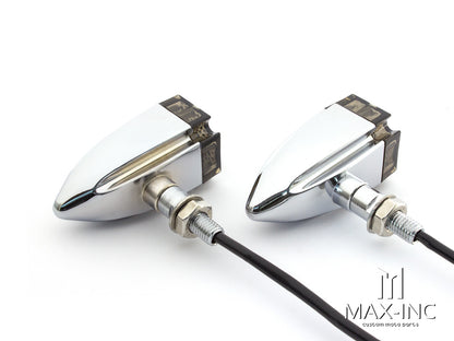 Maltese Cross Chrome Alloy Custom LED Turn Signals - Smoked Lens