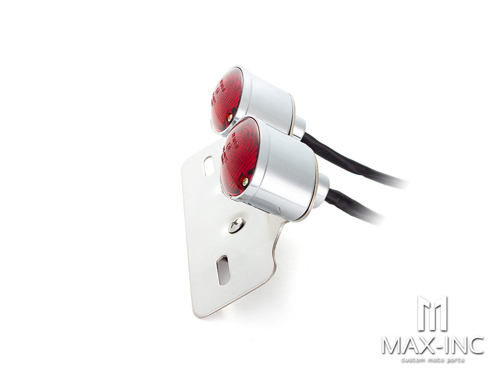 Universal Double Cat Eye Chrome LED Stop / Tail Light - Red Lens