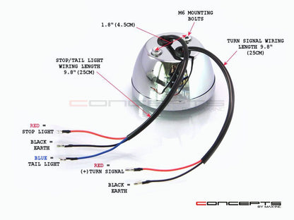 Pair Of Chrome Vintage Style Integrated LED Stop + Tail + Turn Signals - Smoked Lense