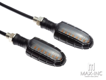 Black Grenade Integrated LED Sequential Turn Signals + Daytime Running Lights