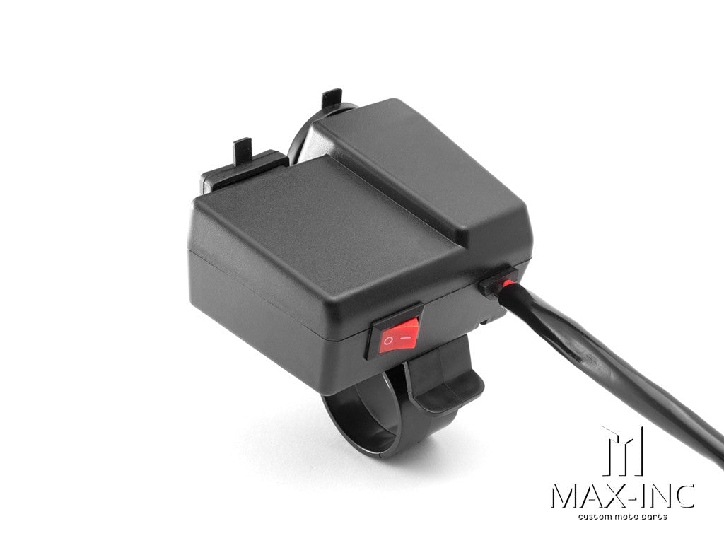 Universal Handlebar Mount 12v Socket + Twin USB + Voltmeter Power Supply- Fits 22-25mm Bars
