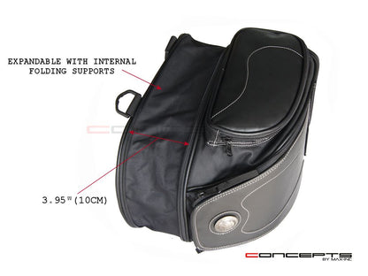 12L Microfiber Leather Harley & Cruiser Motorcycle Expandable Tail Bag