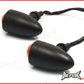 Black Aluminium Torpedo LED Turn Signals / Indicators - Orange Lense