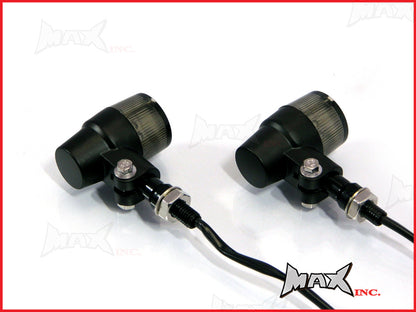 Black Alloy Retro LED Turn Signals / Indicators - Smoked Lense