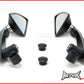Pair Of Black CNC Machined Billet Aluminium Razor Mirrors - M8 & M10 Thread Kit