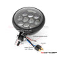 5.75" Bates Style LED Multi Projector Gloss Black Metal Headlight - 12-24V 80W CREE LED, DRLs for Harley, Custom Bikes, Scramblers, Cafe Racers