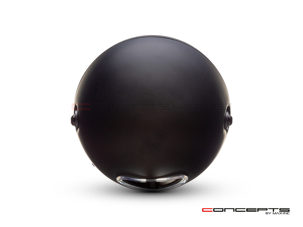 7.7" Matte Black + Contrast Multi Projector LED Headlight + Tri-Prop Grill Cover-Back