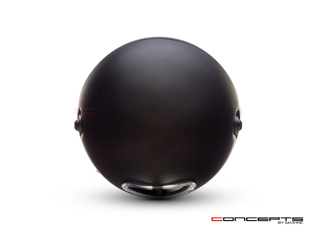 7.7" Matte Black Multi Projector LED Headlight + Spyder Grill Cover-Back