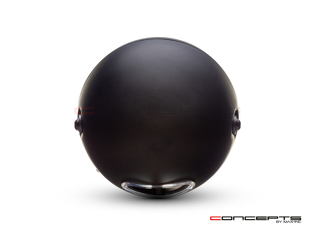 7.7" Matte Black Multi Projector LED Headlight + Tri-Benz Grill Cover-Back