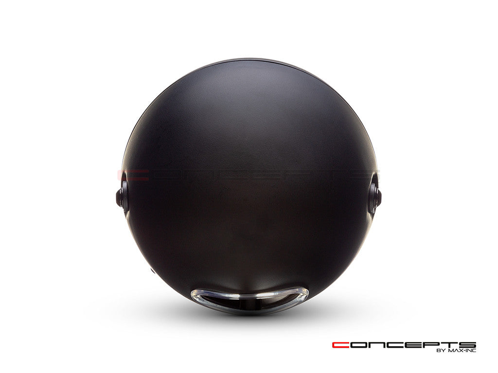 7.7" Matte Black + Contrast Multi Projector LED Headlight + Tri-Maltese Grill Cover-Back