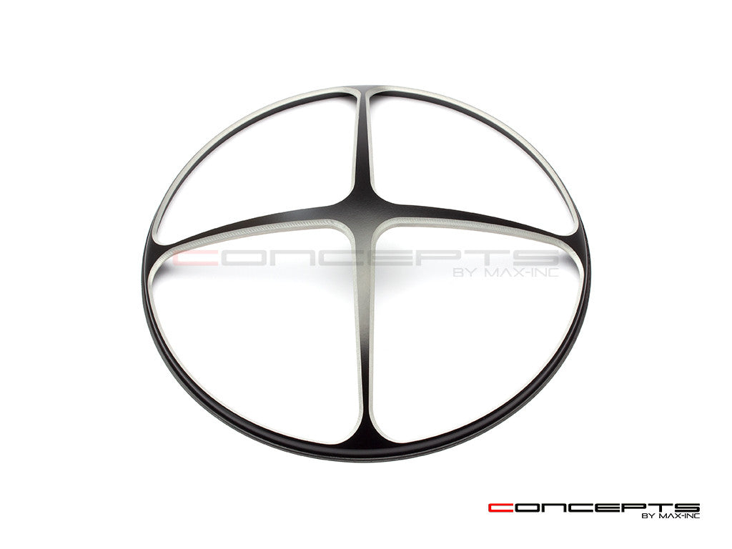 Cross Design 7" Black + Contrast Cut CNC Aluminum Headlight Guard Cover