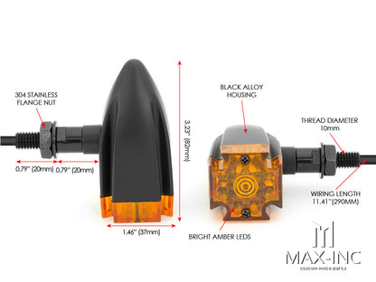 Maltese Cross Black Alloy Custom LED Turn Signals