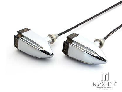 Maltese Cross Chrome Alloy Custom LED Turn Signals - Smoked Lens