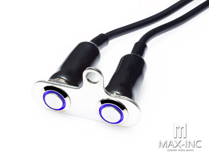 Universal Stainless Steel Bolt Mount Handlebar On/Off Switch Assembly - Blue LED Accent Light