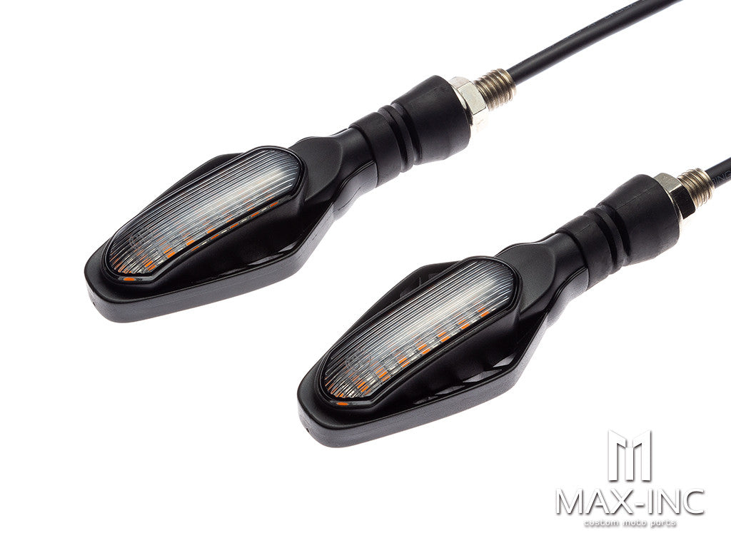 Black Cobra Integrated LED Sequential Turn Signals + Daytime Running Lights