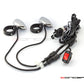 Chrome Aluminum Bullet Spot / Fog Lights + Complete Wiring Kit + Fork Clamps - 32/33mm