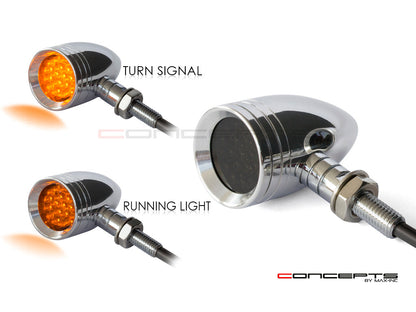 Chrome Alloy Custom LED Turn Signals / Running Lights - Smoked Lense