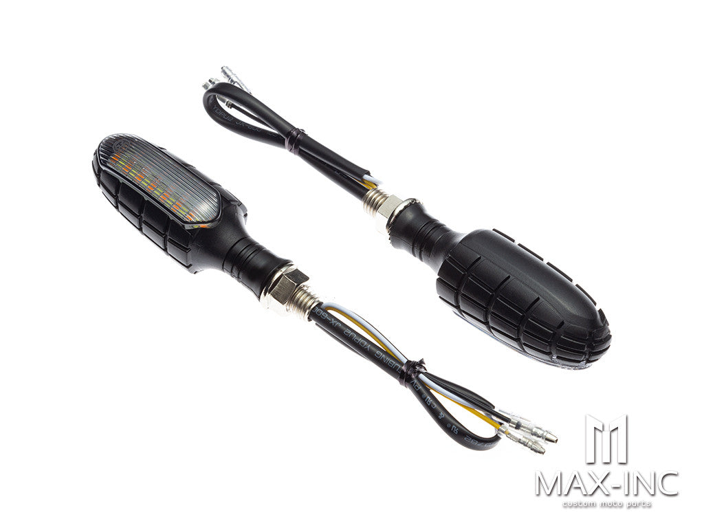 Black Grenade Integrated LED Sequential Turn Signals + Daytime Running Lights