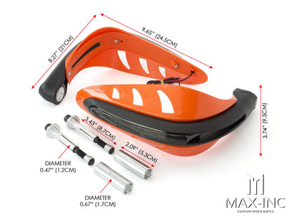ORANGE Universal Hand Guards with Integrated Amber LED Turn Signals