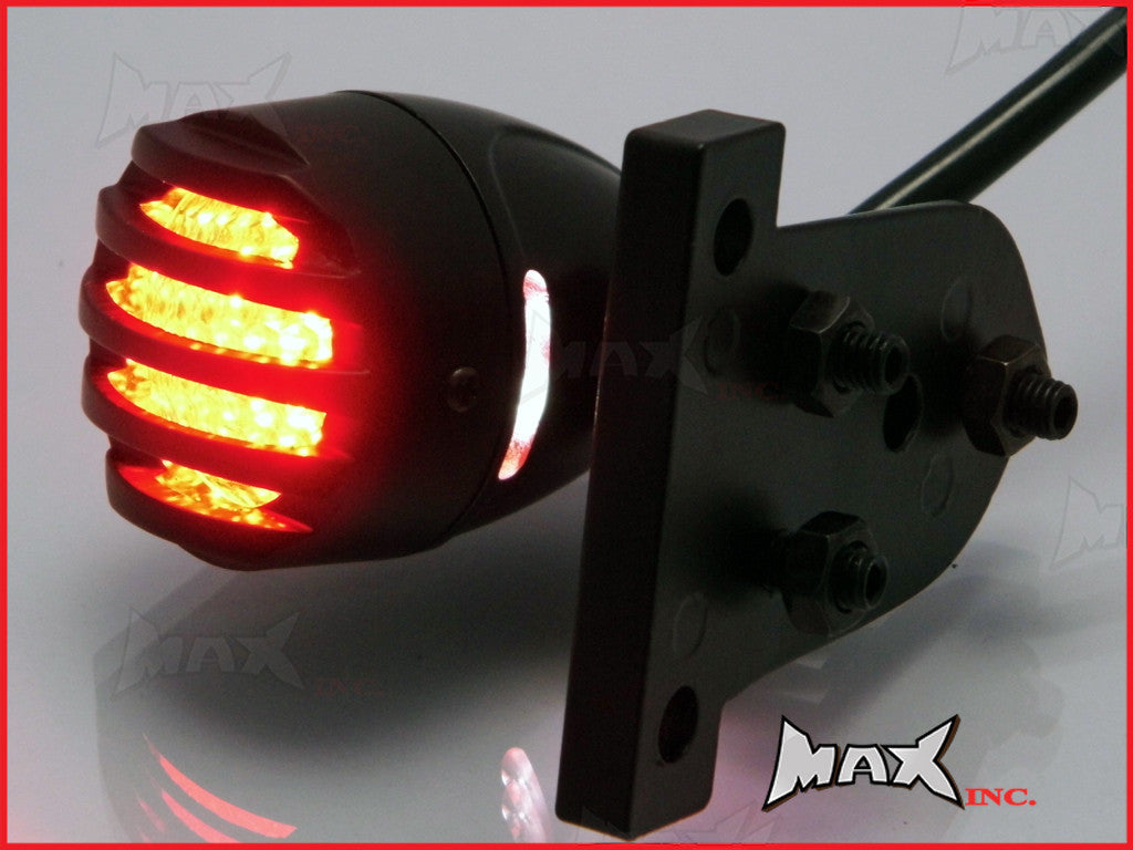 Matte Black Aluminium Mini Prison Grill LED Stop / Tail Light - Red Lense