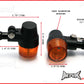 Black Alloy Retro LED Turn Signals / Indicators - Amber Lense