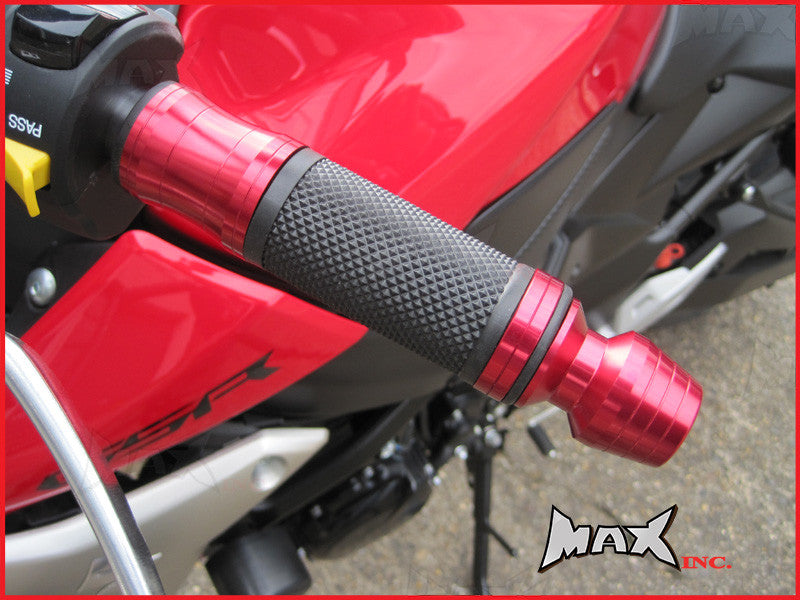 RED CNC Machined Aluminium / Rubber Grips With Bar Ends - 7/8