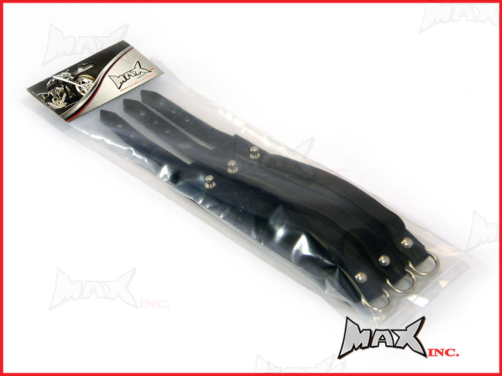 Black Triple Strap Bikers Wristband - PU Leather
