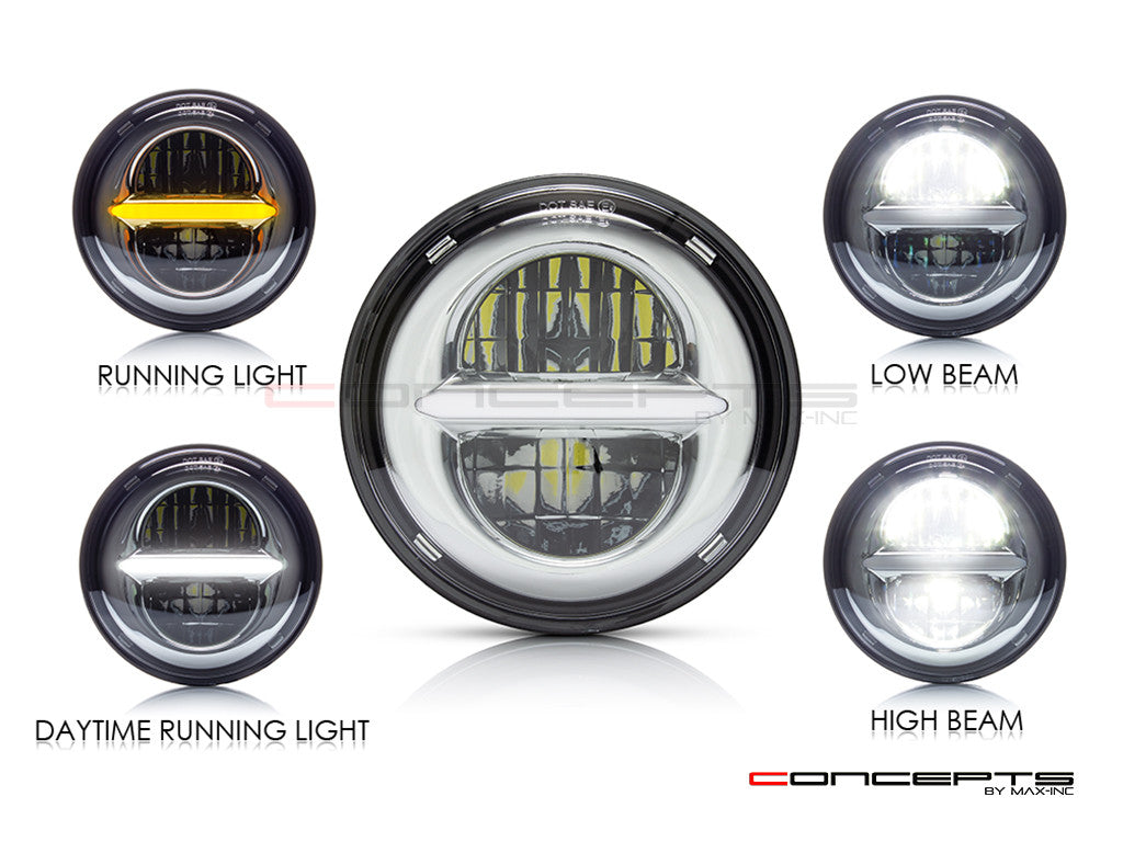 Led Headlight Insert Chrome LED Headlight Insert | 45W 4-Function | Harley 1965-2016
