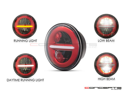 5.75" Red Classic / Modern LED Headlight Insert