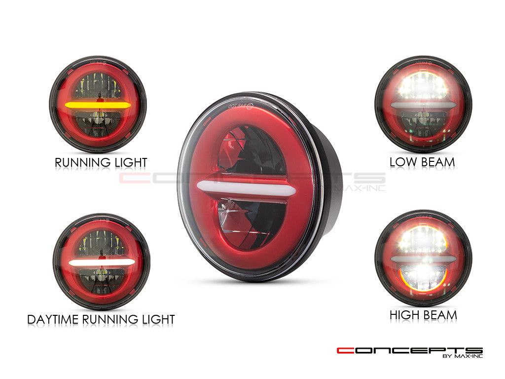 5.75" Red Classic / Modern LED Headlight Insert