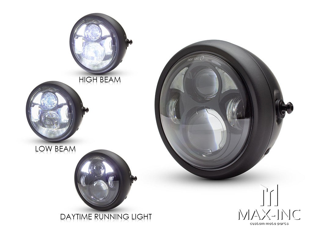 6.5" Metal Housing LED Quad Projector Headlight + DRLs - 40w