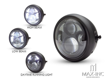 6.5" Metal Housing LED Quad Projector Headlight + DRLs - 40w