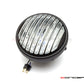 7.7" Matte Black Metal Headlight + Contrast Cut Vent Grill - 12v / H4 / 55w