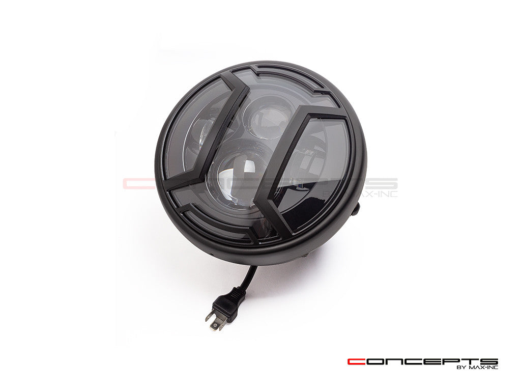 7.7" Matte Black Multi Projector LED Headlight + Armour Cover