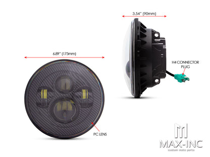 7" Projector LED Headlight Insert - Carbon Fiber Pattern Face