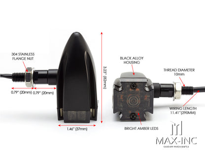 Maltese Cross Black Alloy Custom LED Turn Signals - Smoked Lens
