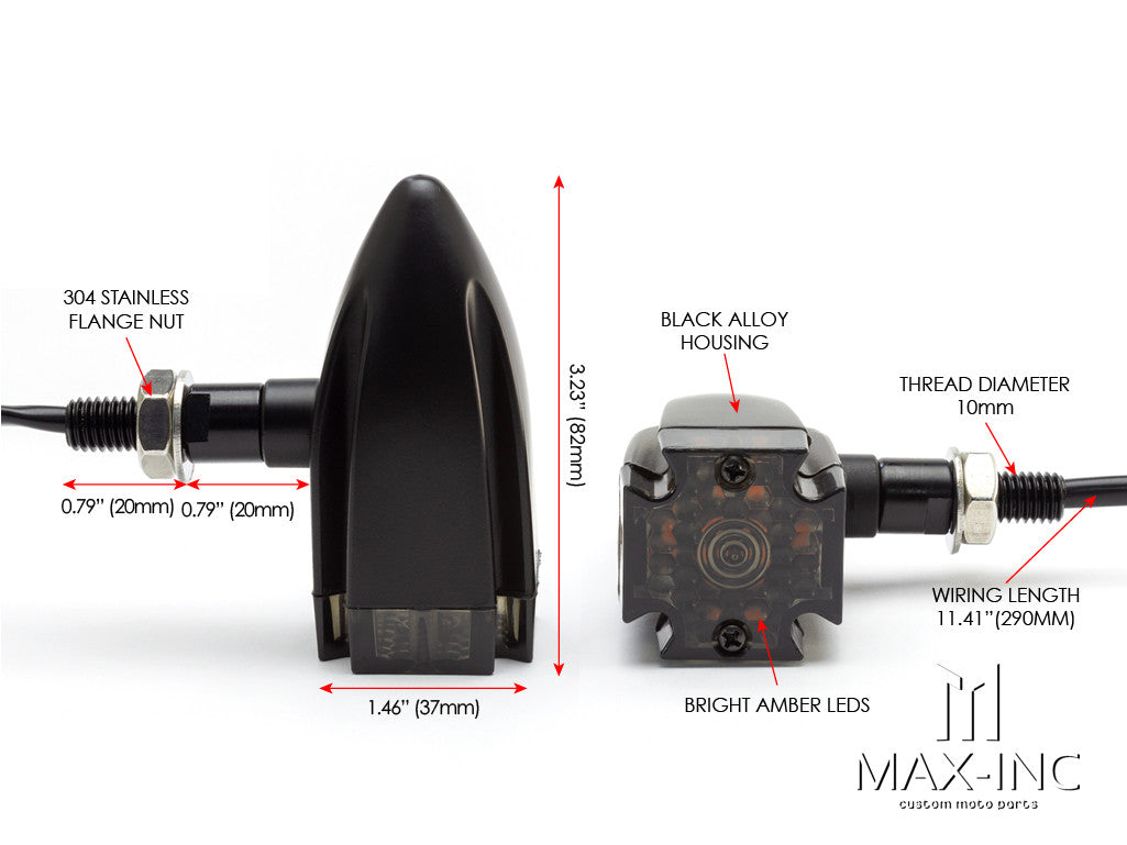 Maltese Cross Black Alloy Custom LED Turn Signals - Smoked Lens