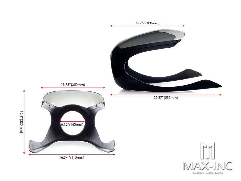Black Universal Broman Cafe Racer Headlight Fairing / Cowl