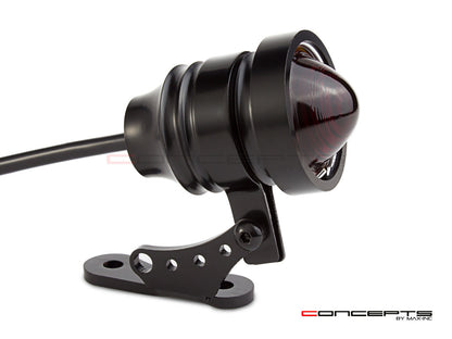 Black CNC Machined Aluminium Vintage LED Stop / Tail Light - Red Lens